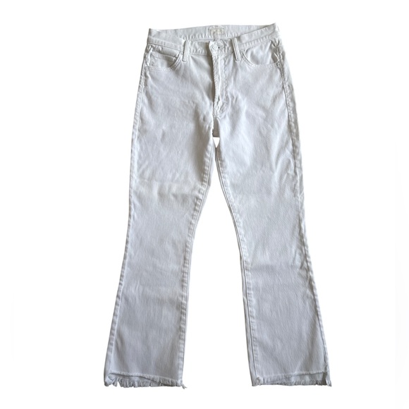 Mother Insider Crop Step Fray White Jeans Glass Slipper 26 Mid Rise Minimalist - Picture 2 of 15
